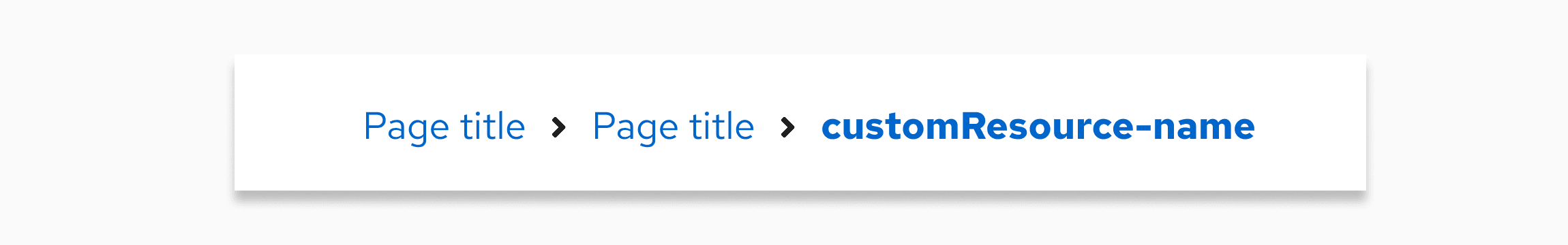 A breadcrumb trail with mixed capitalization styles due to custom resource naming.