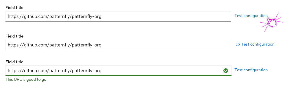 Example of errors after validation with a test button, including an inline alert at the top, and field level errors