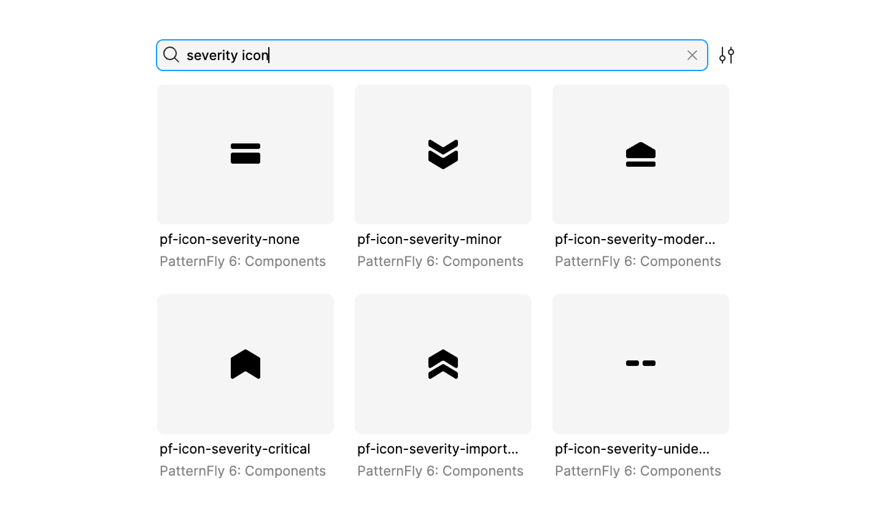 Severity icons within Figma menu